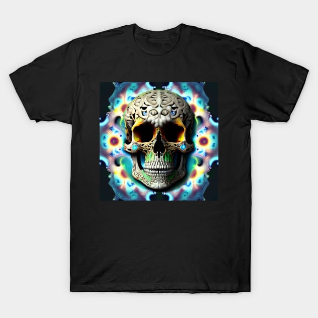 Skull Tie Dye Psychedelic Trippy Festival Hippie Graffiti Biker T-Shirt by Anticulture